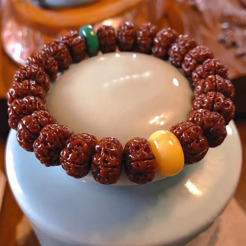 珠缘景翠 机刷包浆玉化小金刚菩提子手串 男女飞碟航母五瓣矮桩爆肉