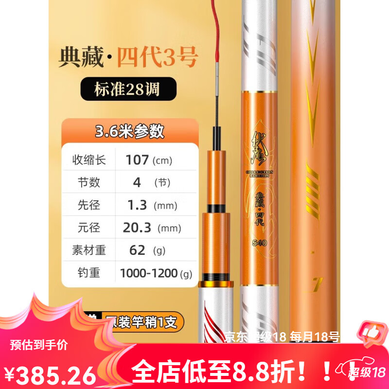 佳钓尼(jiadiaoni)伏魔典藏轻量版小综合竿鱼竿手竿综合竿手杆超轻超