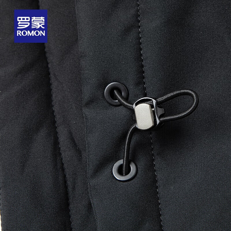 罗蒙(ROMON)可拆卸连帽加厚羽绒服男士冬季中老年保暖短款防寒服外套爸爸装 宝石黑 L (175) 适合120-135斤