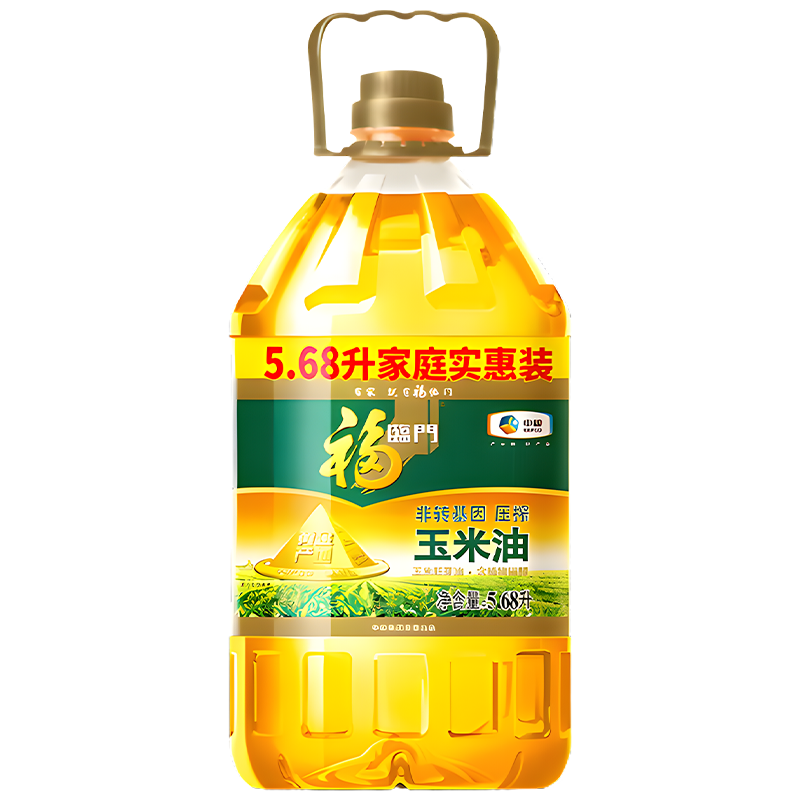 福臨門食用油玉米油 非轉(zhuǎn)基因壓榨 黃金產(chǎn)地玉米胚芽油5.68L 中糧出品