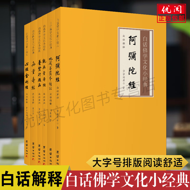 全套六册心经金刚经 地藏菩萨本愿经 无量寿经 观无量寿经 普贤行愿品