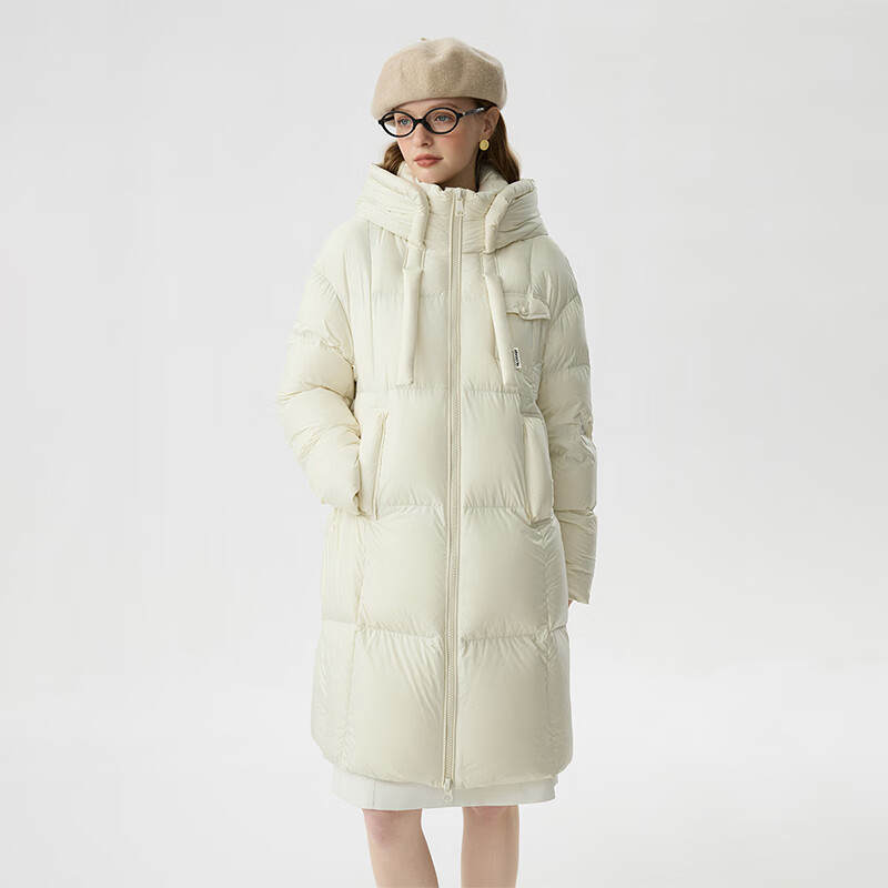 范思蓝恩泡芙羽绒服2024冬装加厚保暖中长款茧型小个子外套14100 开心果色（中长款） M