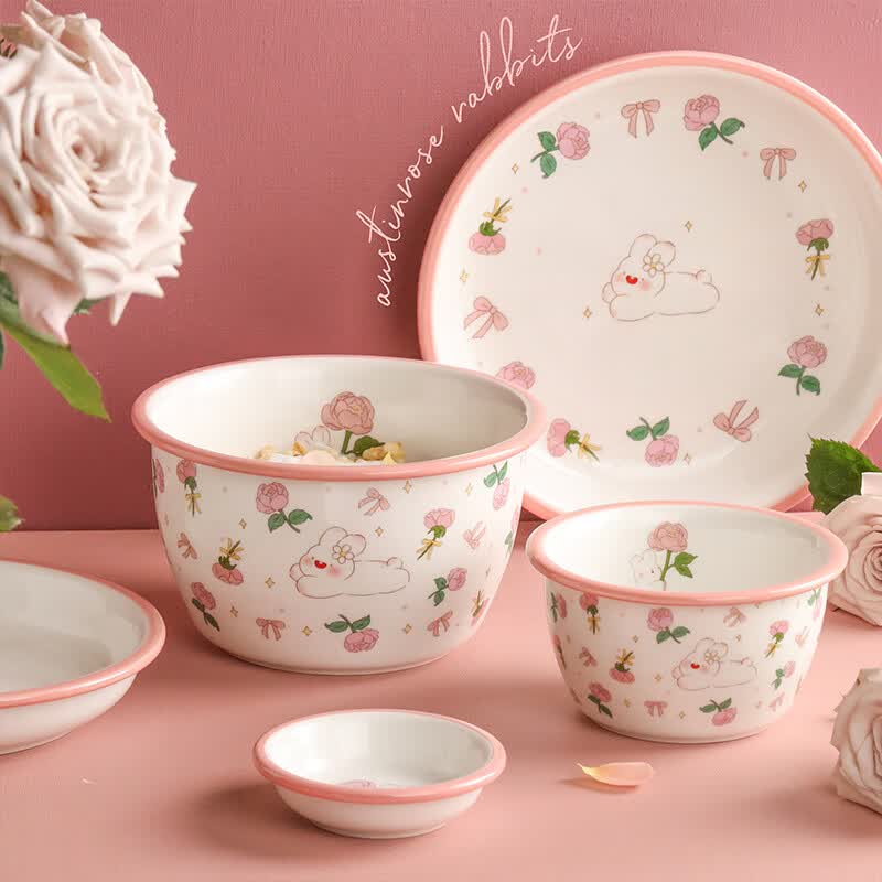 蓝莲花 碗碟套装碗具一人食餐具碗筷礼盒儿童可爱少女心套碗 一人食6件套（礼盒装）