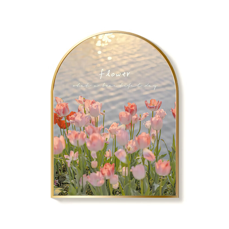 走廊尽头装饰画油画拱形ins风法式郁金香花卉装饰画拱形卧室客厅 1 30