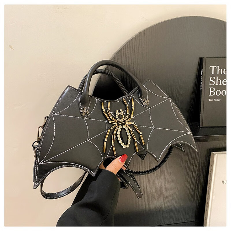 拉木各菲跨境斜挎包新款欧美时尚创意手工蜘蛛包个性刺绣镶钻女包pu斜