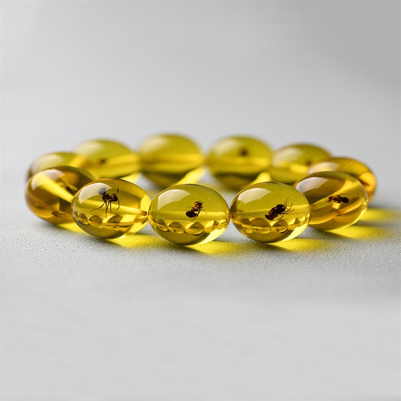 芯香天然5a净水虫珀手串原石蜜蜡琥珀手链蓝珀金珀文玩本命年礼物