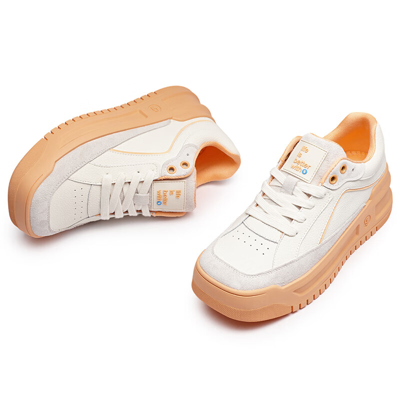 共迹gongji【孟子义同款】 面包鞋休闲鞋厚底运动鞋板鞋ins多巴胺小清新女鞋 柔和桃 /偏大一码 40 （253mm）