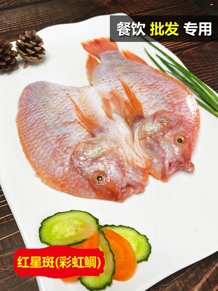 红星斑鱼珍珠斑红鲷鱼红罗非鱼冰冻彩虹鲷开背三去半成品商用河鲜 350