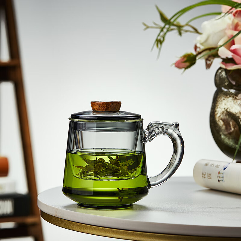 忆壶茶 龙把玻璃茶杯茶水分离泡茶杯办公室男士高档茶杯