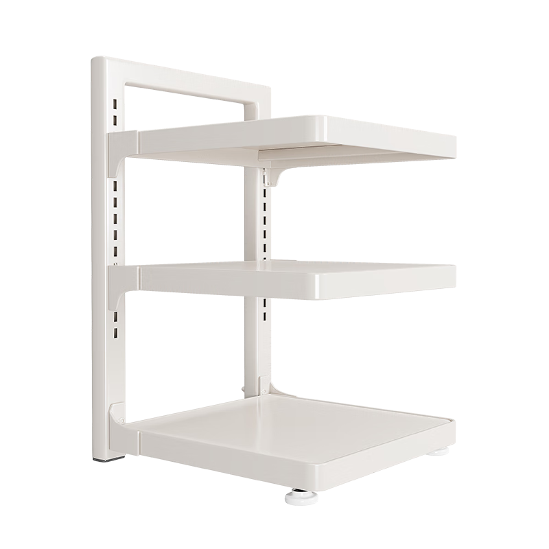 帅仕厨房锅架置物架下水槽锅具收纳架子橱柜内灶台分层放锅盖储物架 【层高可调】奶白4层-实心加厚