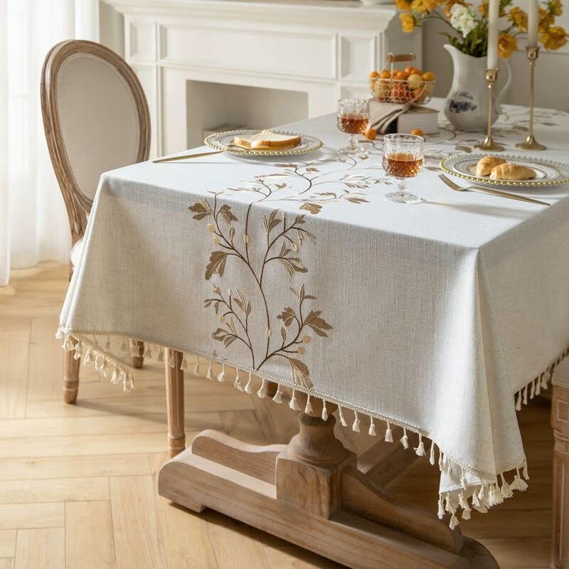 hukid桌布布艺棉麻小清新北欧简约轻奢欧式家用书桌餐桌布茶几台