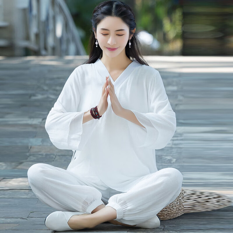 凯姿瑜禅服佛系女棉麻茶服女中国风茶人服素衣改良太极服汉服装唐装