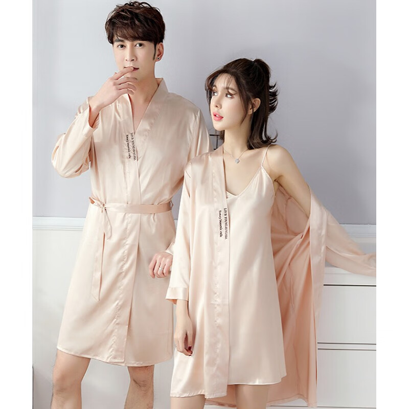 红书依店情侣睡衣夏季一男一女凉感冰丝夏性感吊带睡裙两件套士家居服