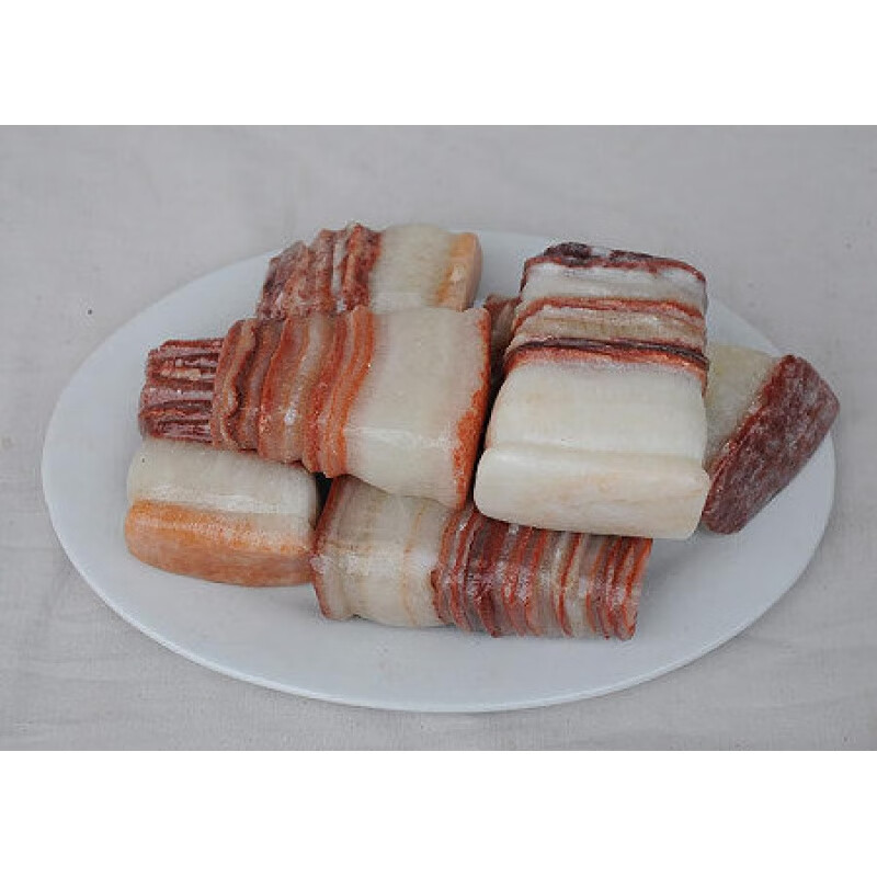 鸿贵猪肉石彩霞石天然观赏奇石原石猪脚摆件五花肉红皮把玩玉石随机发