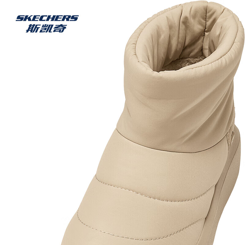 斯凯奇（Skechers）女士时尚厚底增高防滑加绒棉鞋中筒靴冬季新品耐滑保暖时尚 自然色/NAT 37