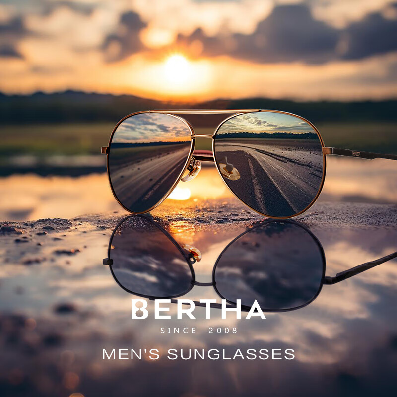 Bertha偏光镜驾驶镜男士墨镜开车专用太阳镜司机高清眼镜蛤蟆镜商务枪