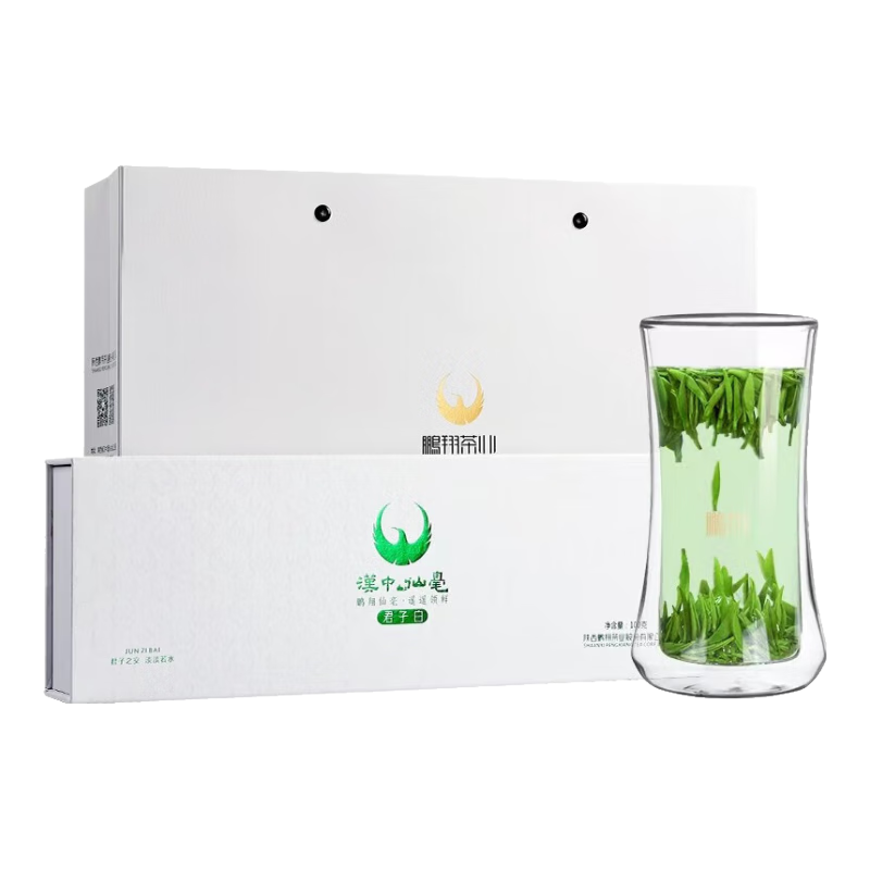 鹏翔陕西特产明前头采 新茶绿茶绿茶叶 午子仙毫雀舌礼盒装 年货礼品 君子白礼盒100克*1盒