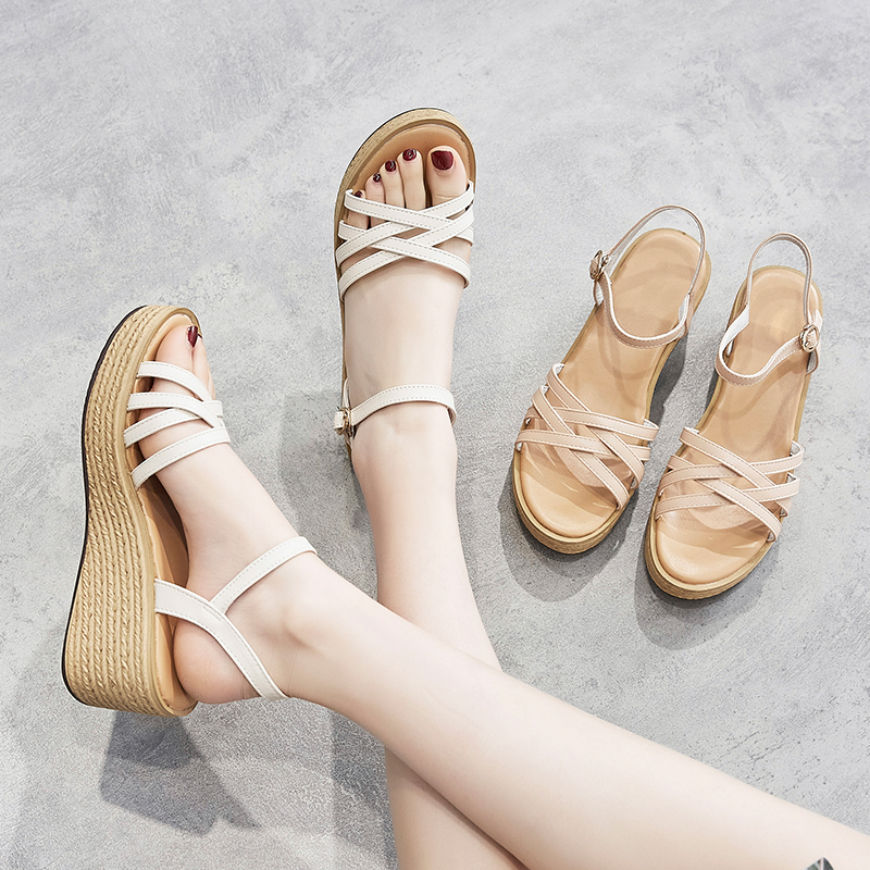 木林森(mulinsen)凉鞋年新款女夏季百搭学生仙女风平底鞋牛筋软底沙滩