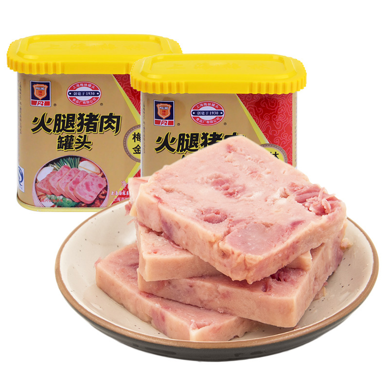 上海梅林罐头金罐火腿猪肉198g午餐肉代餐 金罐火腿猪肉340g*2罐