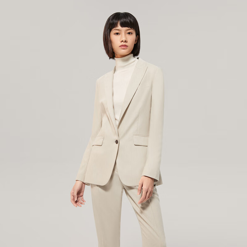 OVV【爱情而已同款】OVV秋冬热卖女装羊毛羊绒混纺套装西服外套 燕麦A9 XS