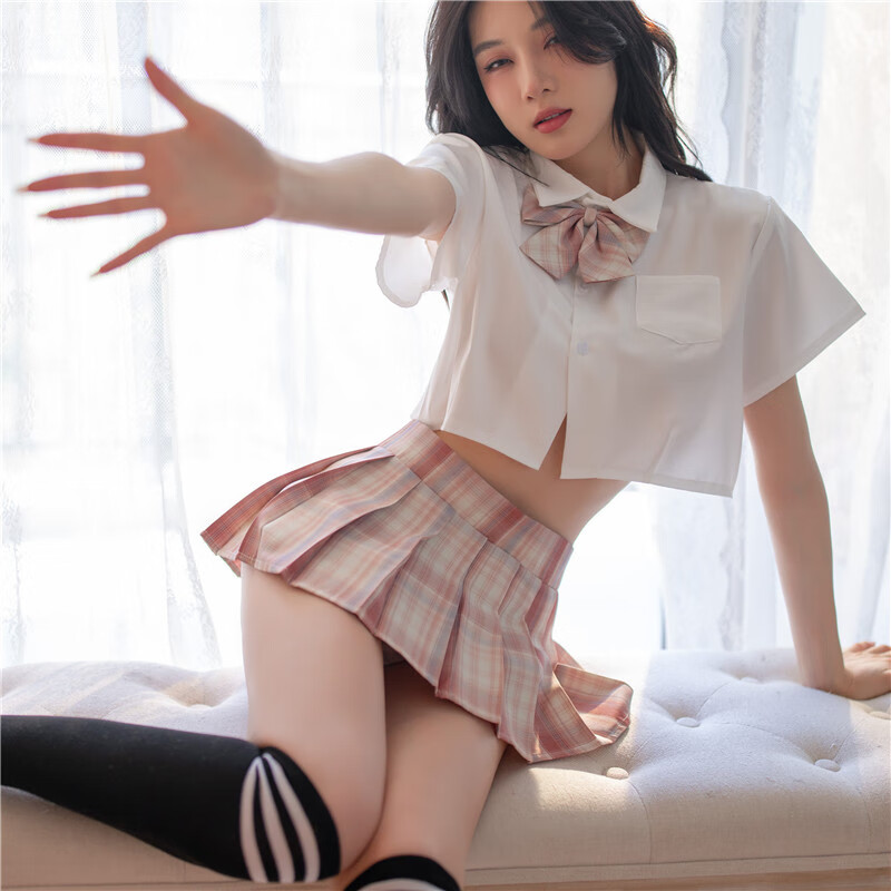情趣内衣学生装2024新款性感晴趣内衣JK超短裙趣味纯欲诱惑校园学生制服女仆套装 醉城梦+上衣+领结 均码80-120斤保密发货