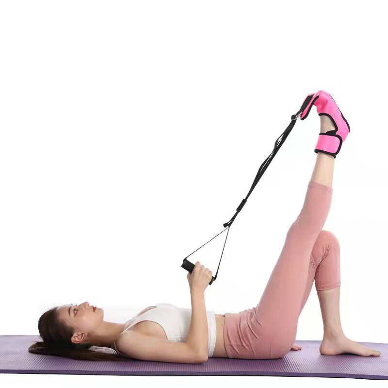 康复拉筋带瑜伽伸展带辅助韧带脚踝拉伸器带腿部健身训练器材 黑色