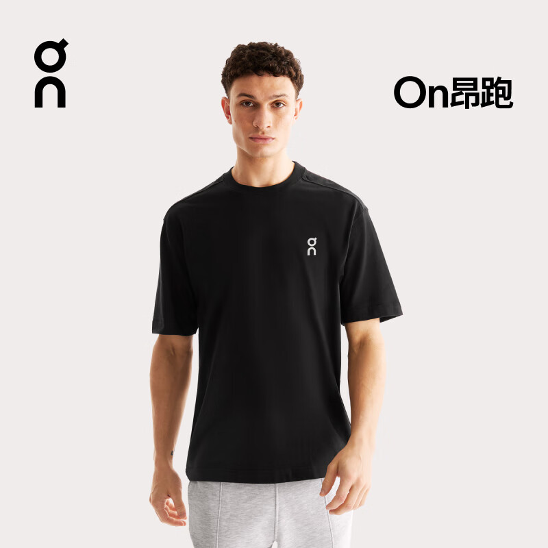 On昂跑 Club-T 男款经典运动风柔软亲肤舒适休闲T恤 Black 黑色 XL