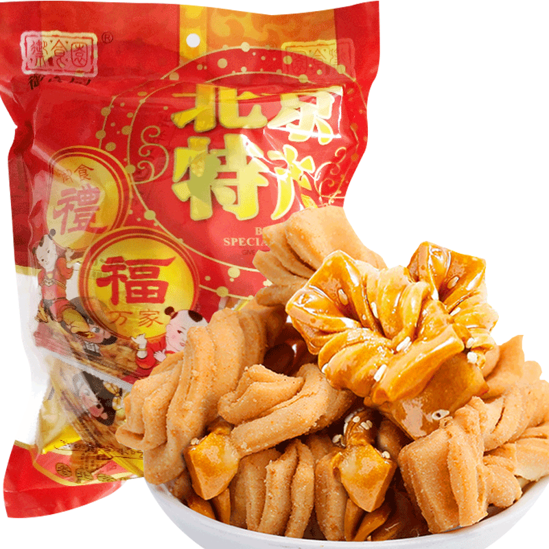 御食园开心小麻花400g混合装麻花 老北京特产传统小吃休闲零食独立包