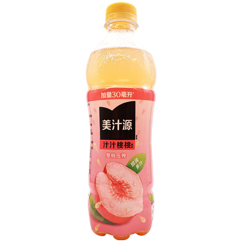 美汁源450ml/瓶 蜜桃味葡萄果粒果味饮料甜水果味饮料 汁汁桃桃味6瓶