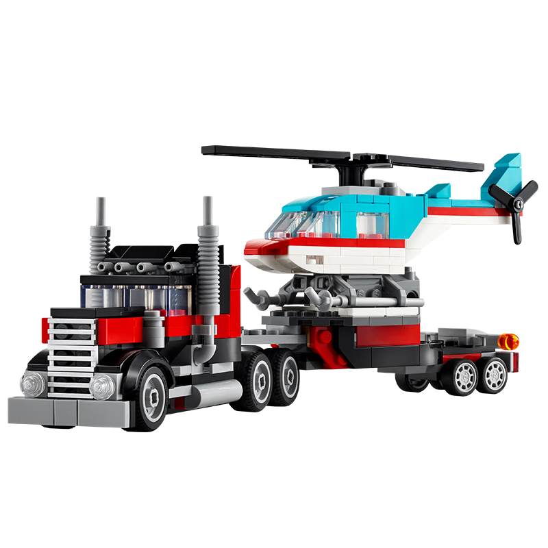 乐高（LEGO）积木拼装31146 直升机平板运输车男孩女孩儿童玩具生日礼物