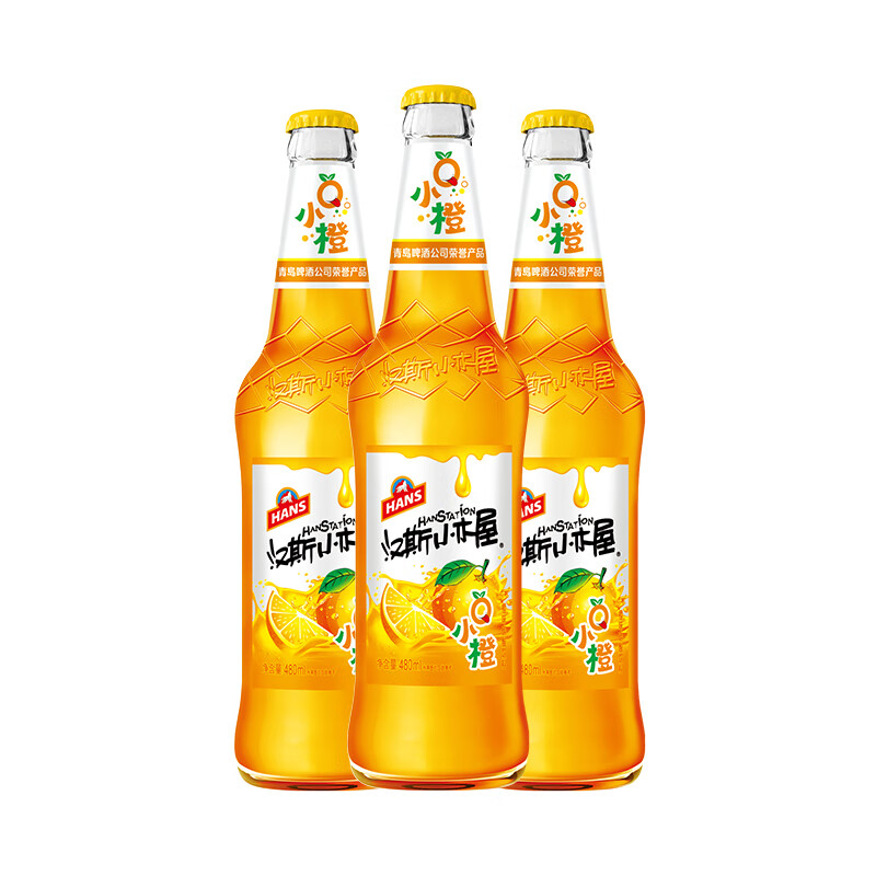 青岛啤酒汉斯小木屋果啤橙味碳酸饮料瓶装 480ml 12瓶