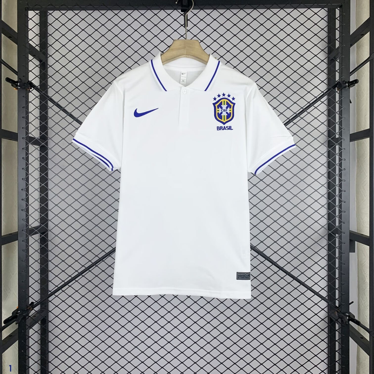2223赛季巴西国家队短袖polo足球刺绣球衣上衣定制印号训练 白色巴西