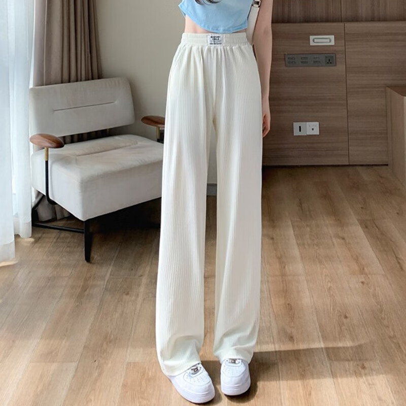 简蜓阔腿裤女2026年夏季新款小个子高腰休闲裤垂感窄版冰丝薄款直筒裤 黑色-九分裤 XL (115-125斤左右)