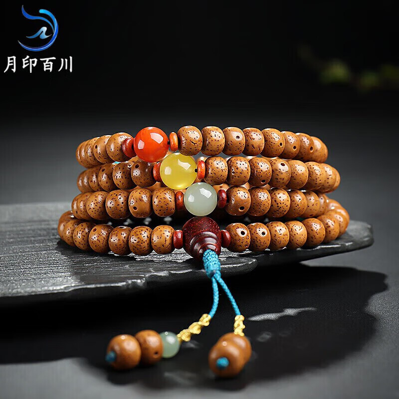 月印百川 高密陳籽星月菩提子手串男女款108顆文玩佛珠手鏈 約7*9mm