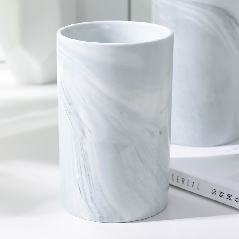 山头林村陶瓷漱口杯 大理石纹陶瓷杯创意牙缸陶瓷口杯情侣牙杯刷牙