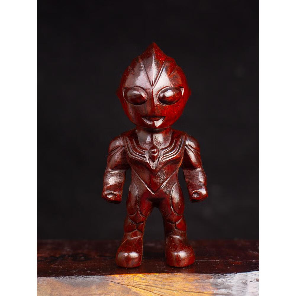 蓝铂丽印度奥特曼雕摆件迪伽手把件檀木随身把玩件男生礼物 7厘米高