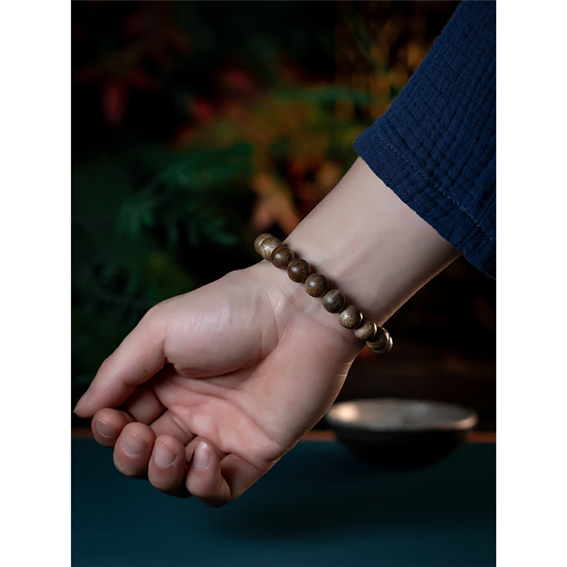 耕鸿越南惠安奇楠沉香手串沉水级文玩老料香木佛珠女男款情侣手链素款 越南惠安沉香约11mm