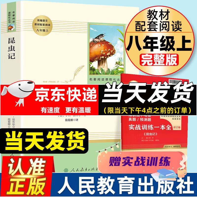 人教版 昆虫记八年级上册 人民教育出版社 初中8年级上册暑假语文阅读 人教社名著昆虫记初中生语文名著