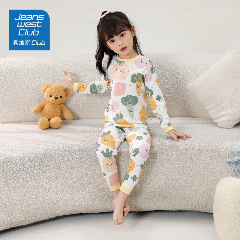 JEANSWEST CLUB真维斯集团儿童秋衣套装女童新款家居服男童秋冬款睡衣纯棉内衣套 【秋衣套装】魔术马戏团 100 建议身高80-90CM