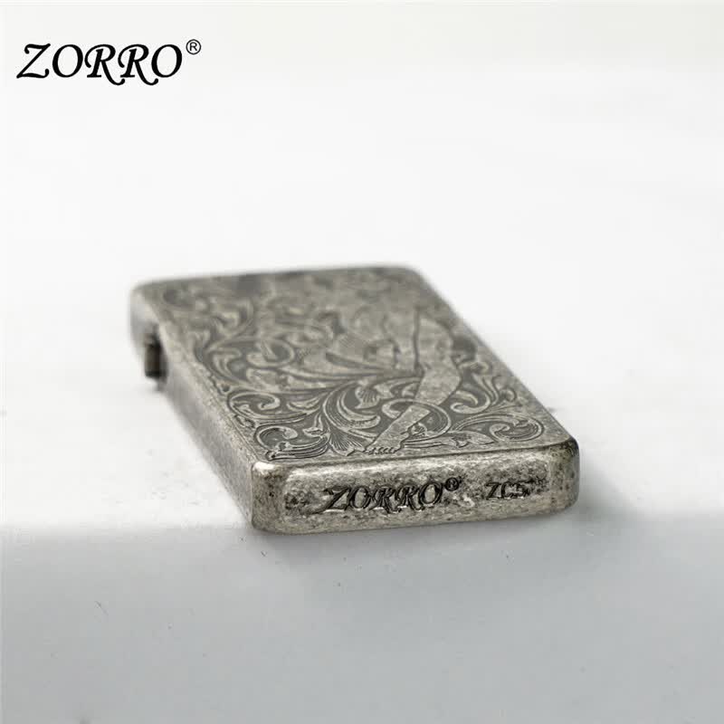 佐罗ZORRO佐罗超薄朴实古银唐草防风煤油打火机创意潮节日礼物送男友1 豪华版超薄古银唐草仙子ZS5-320