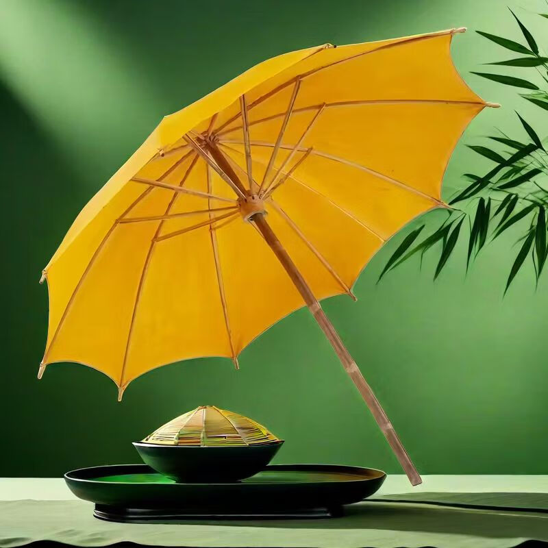 老式油布伞 老式油布伞纯竹子伞长柄防水大号双人古风复古雨伞防 直径