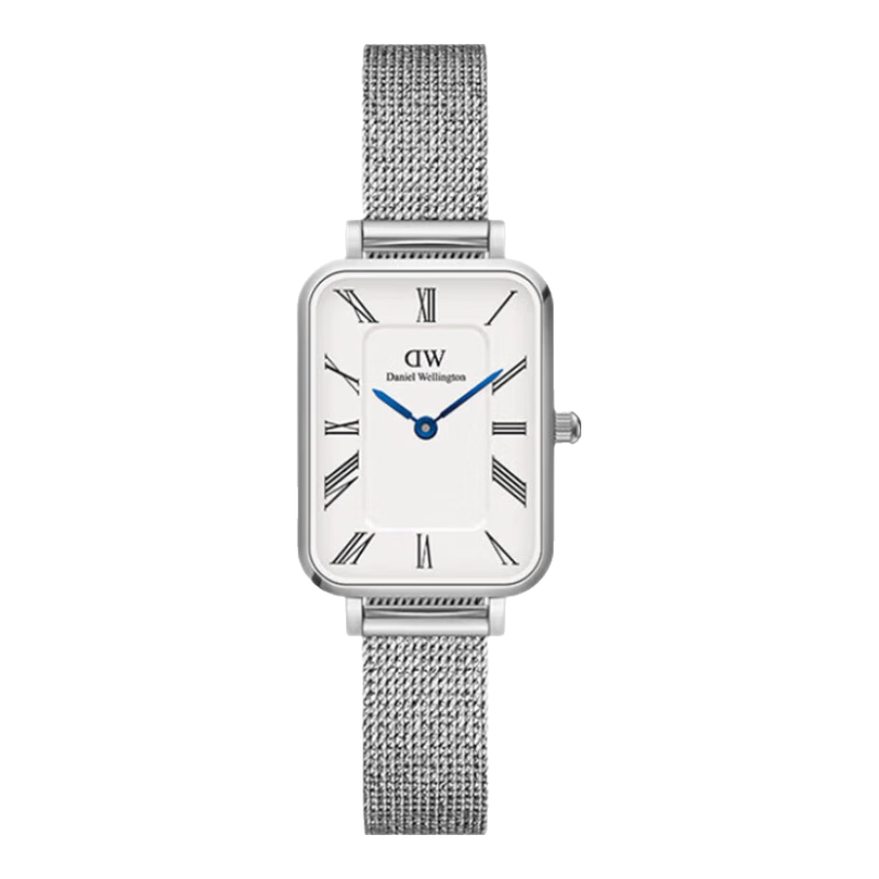 丹尼爾惠靈頓（DanielWellington）DW手表女小藍針復古方表女士手表歐美腕表 七夕情人節禮物送女友 星光銀藍針小方表 26mm