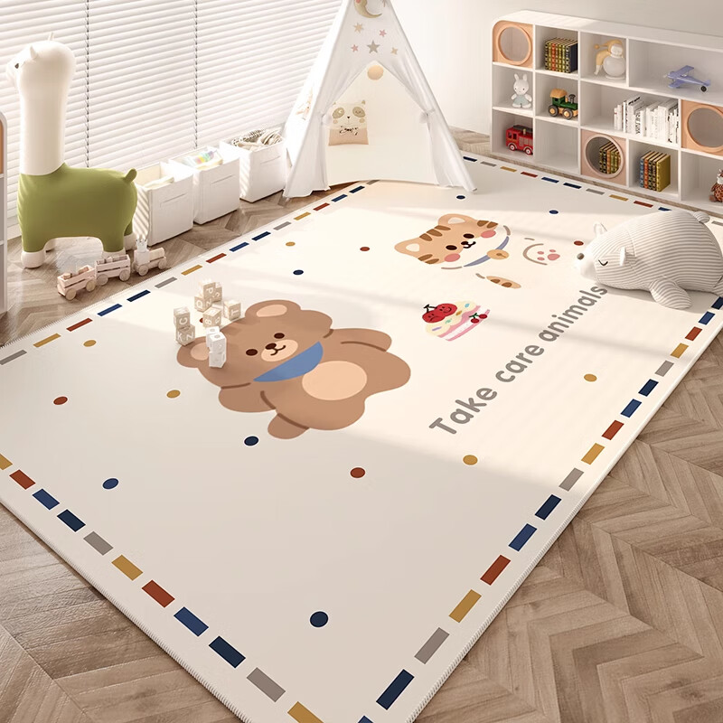 季象儿童房地毯客厅沙发茶几免洗幼儿园爬行垫子书房阅读区卧室床边毯 SJR-熊猫好朋友 80X160cm