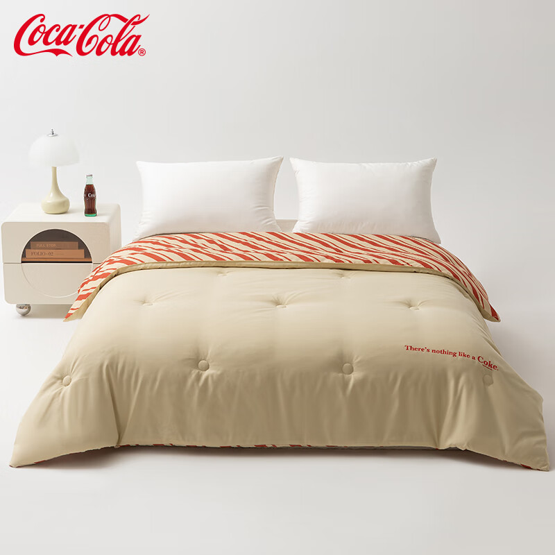 可口可乐被芯四季被印花水洗磨毛被双人加厚保暖冬被单人宿舍被子被褥 荣耀红白 150*200cm-4斤【单人四季被】