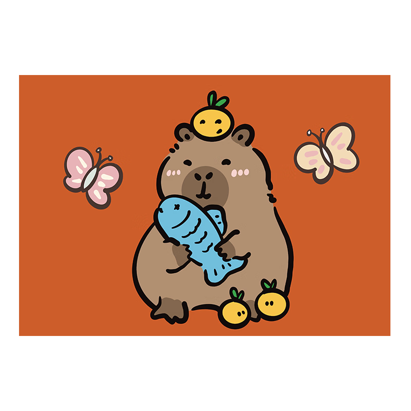 布迪思 儿童地毯阅读区电脑椅子防滑坐毯书房书桌学习桌客厅沙发卧室房 卡皮巴拉-可爱02 140*200CM