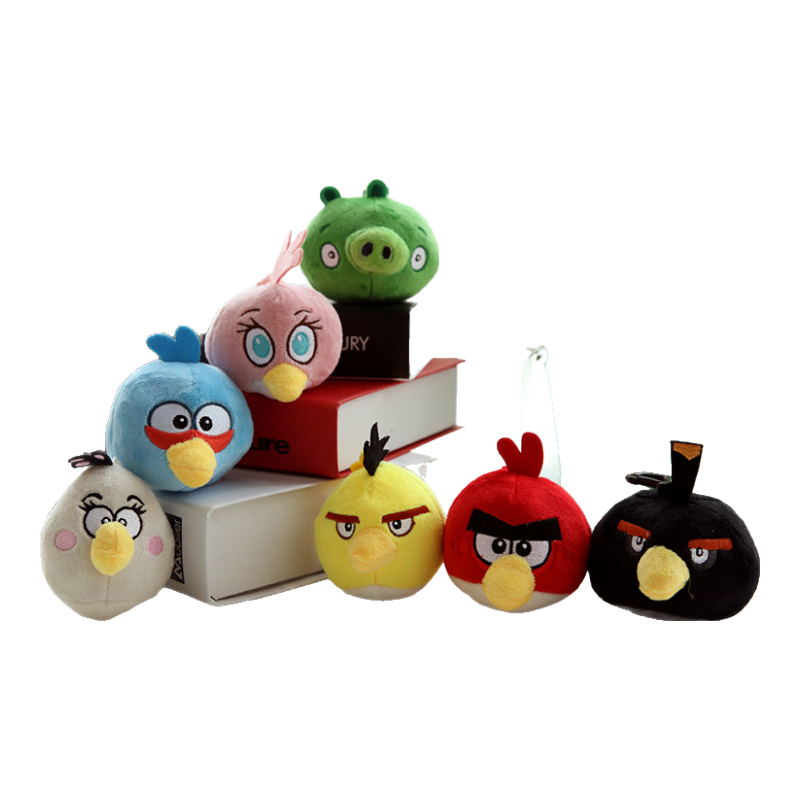 经典版Angrybirds 愤怒的小鸟 2.5寸毛绒公仔（带塑料挂钩）粉鸟