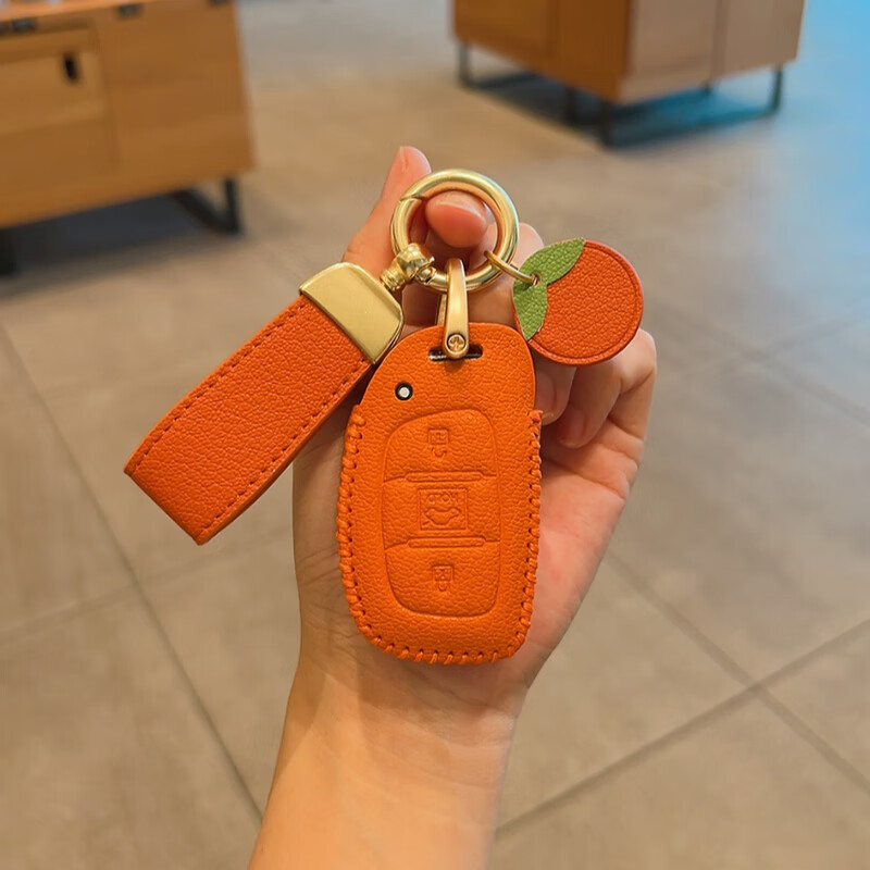 现代钥匙套ix35车名图领动朗动伊兰特ix25悦动瑞纳女菲斯塔扣 a款橙色