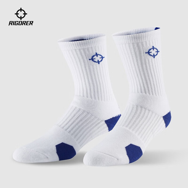 准者篮球袜子男运动休闲袜抗菌干爽吸汗加厚毛巾底专业级精英中筒袜子 升级【莱卡+抗菌】黑蓝白装 3双