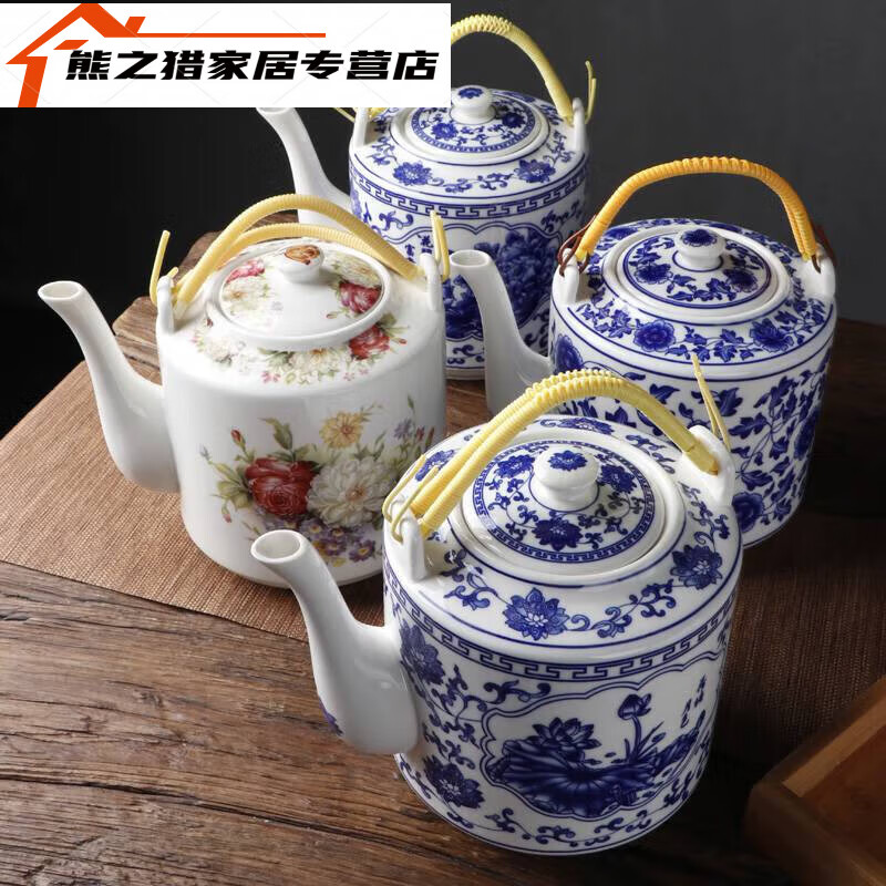 RSRDDY超大容量陶瓷茶壶家用景德镇泡茶壶耐高温凉水壶青花冷水壶大号 花开富贵3L