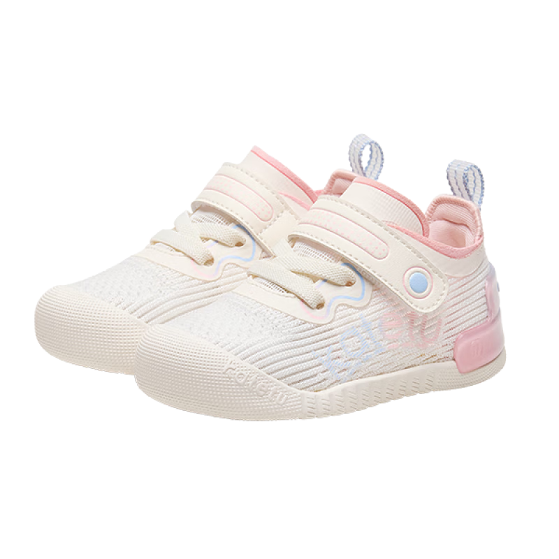 卡特兔学步鞋宝宝凉鞋婴儿1-3岁夏季小k盾机能鞋童鞋透气网眼鞋 白粉蓝 23 内长14.0cm 适合脚长13.0-13.4